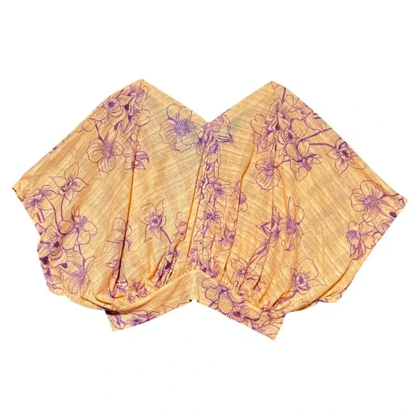 Free People One Dance Dolman Sleeve Top M Coral Floral Twist Front OB615271 - Picture 5 of 9